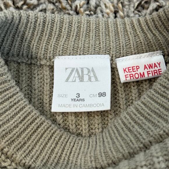Zara Kids Olive Ribbed Knit Sweater | 3T - Picture 3 of 4